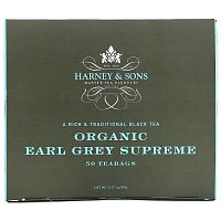 Harney & Sons, Black Tea, органический чай Earl Grey Supreme, 50 чайных пакетиков, 90 г (3,17 унции)