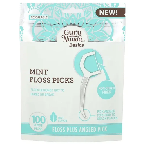 GuruNanda, Basics, Mint Floss Picks, 100 Floss Picks