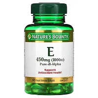 Nature&#x27;s Bounty, Vitamin E, Pure Dl-Alpha, 450 mg (1,000 IU), 60 Rapid Release Softgels