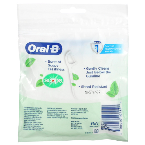 Oral-B, Scope Floss Picks, свежая мята, 75 зубочисток фото 2