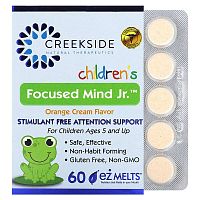 Creekside Natural Therapeutics, Children&#x27;s Focused Mind Jr, Orange Cream, 60 EZ-Melt Tablets