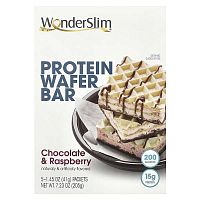 WonderSlim, Protein Wafer Bar, Chocolate &amp; Raspberry, 5 Packets, 1.45 oz (41 g) Each