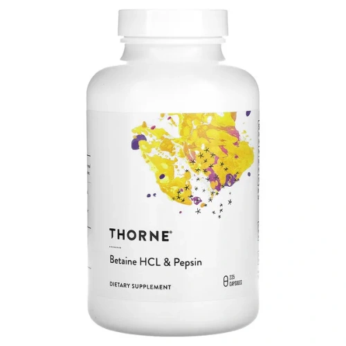 Thorne, Betaine HCL &amp; Pepsin, 225 Capsules