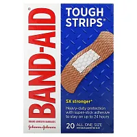 Band Aid, Adhesive Bandages, Tough Strips, 20 Bandages