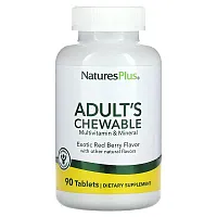 NaturesPlus, Adult&#x27;s Chewable Multivitamin &amp; Mineral, Exotic Red Berry, 90 Tablets