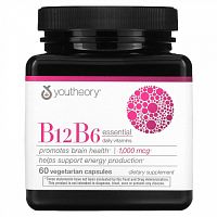 Youtheory, B12 B6, Essential Daily Vitamins, 1,000 mcg, 60 Vegetarian Capsules