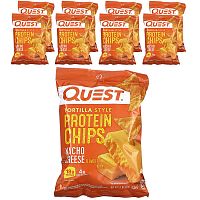 Quest Nutrition, Tortilla Style Protein Chips, Nacho Cheese, 8 Bags, 1.1 oz (32 g ) Each