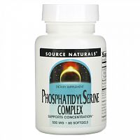 Source Naturals, комплекс с фосфатидилсерином, 500 мг, 60 капсул