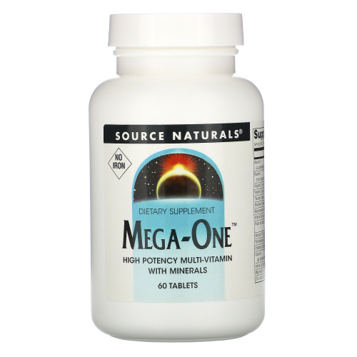 Source Naturals, Мультивитамины Mega-One без железа, 60 таблеток