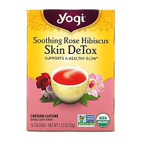 Yogi Tea, Skin DeTox, успокаивающий чай с розой и гибискусом, 16 чайных пакетиков, 32 г (1,12 унции)