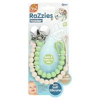 RaZbaby, RaZzies Pacifier Holder, 0m+, Green/Beige, 2 Holders