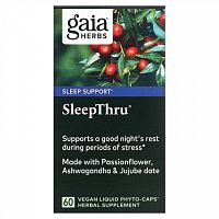 Gaia Herbs, SleepThru, 60 растительных фито-капсул с жидкостью