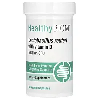 HealthyBiom, Lactobacillus Reuteri LRC with Vitamin D, 5 Billion CFU, 60 Veggie Capsules