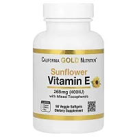 California Gold Nutrition, Sunflower Vitamin E, with Mixed Tocopherols, 400 IU, 90 Veggie Softgels