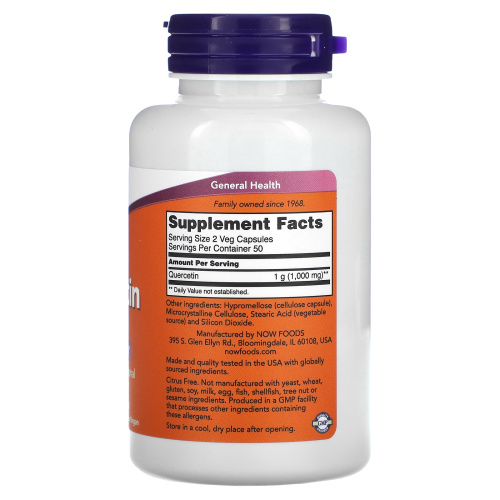 NOW Foods, Quercetin, 500 mg, 100 Veg Capsules фото 2