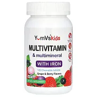 YumV&#x27;s, Multivitamin &amp; Multimineral with Iron, Grape &amp; Berry, 120 Chewable Tablets