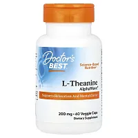 Doctor&#x27;s Best, L-Theanine, AlphaWave®, 200 mg, 60 Veggie Caps