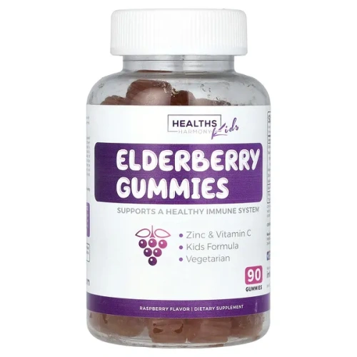 Healths Harmony, Kids, Elderberry Gummies, Raspberry, 90 Gummies