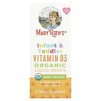 MaryRuth&#x27;s, Organic Infant &amp; Toddler Vitamin D3 Liquid Drops, 6 Months - 3 Years, Unflavored, 0.5 fl oz (15 ml)