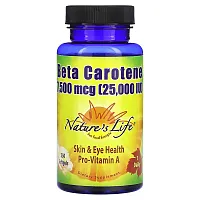 Nature&#x27;s Life, Beta Carotene, 7,500 mcg (25,000 IU), 250 Softgels