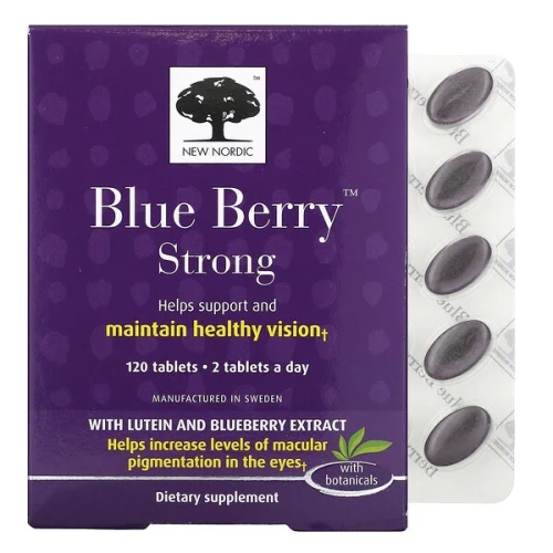 New Nordic, Blue Berry Strong, 120 Tablets