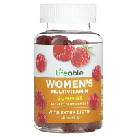 Lifeable, Women&#x27;s Multivitamin Gummies, Natural Raspberry, 60 Gummies