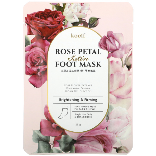 Koelf, Rose Petal Satin Foot Mask, 1 Pair, 16 g