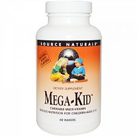 Source Naturals, Mega-Kid, жевательные мультивитамины с натуральным ягодным вкусом, 60 пастилок