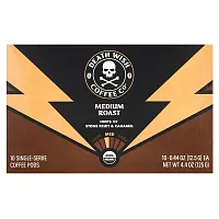 Death Wish Coffee, Single Serve Coffee Pods, Medium Roast, 10 Pods, 0.44 oz (12.5 g) Each