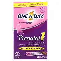 One-A-Day, Prenatal 1 with Folic Acid, DHA &amp; Iron, 60 Softgels