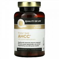 Quality of Life Labs, Kinoko Gold AHCC, поддержка иммунитета, 500 мг, 60 растительных капсул