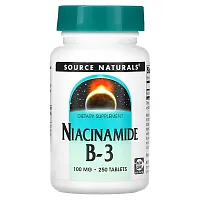 Source Naturals, Niacinamide B-3, 100 mg, 250 Tablets