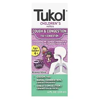 Tukol, Children&#x27;s, Cough &amp; Congestion, Ages 4+, Grape, 4 fl oz (118 ml)