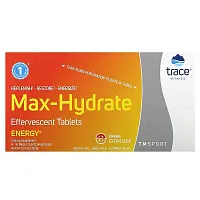 Trace Minerals ®, TM Sport, Max-Hydrate Energy Effervescent Tablets, Orange, 8 Tubes, 10 Tablets Each