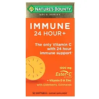 Nature&#x27;s Bounty, Gold Series, Immune 24 Hour+, 1,000 mg, 50 Softgels (500 mg per Softgel)