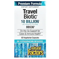 Natural Factors, Travel Biotic, BB536, 10 Billion, 60 Vegetarian Capsules