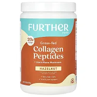 Further Food, Grass-Fed Collagen Peptides + Lion&#x27;s Mane Mushroom, Hazelnut, 9.88 oz (280 g)