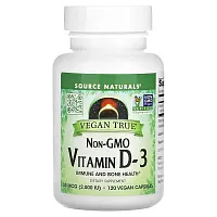 Source Naturals, Non-GMO Vitamin D-3, 50 mcg (2,000 IU), 120 Vegan Capsules