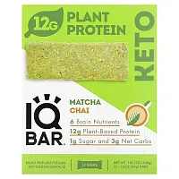 IQBAR, Plant Protein Bar, Matcha Chai, 12 Bars, 1.6 oz (45 g) Each