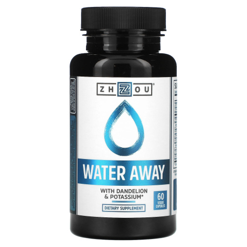 Zhou Nutrition, Water Away с одуванчиком и калием, 60 капсул