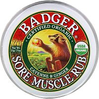 Badger Company, Sore Muscle Rub, мазь от боли в мышцах с кайенским перцем и имбирем, 21 г (0,75 унции)