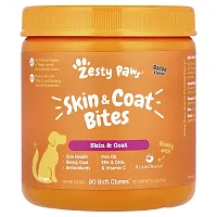 Zesty Paws, Skin &amp; Coat Bites, For Dogs, All Ages, Bacon, 90 Soft Chews, 11.1 oz (315 g)