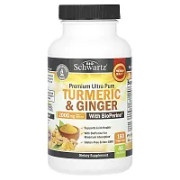 BioSchwartz, Premium Ultra Pure Turmeric &amp; Ginger With BioPerine, 2,000 mg, 160 Veggie Caps (500 mg)