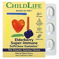 ChildLife Essentials, Kids, Elderberry Super-Immune SoftChew Gummies, Natural Berry, 27 Tablets