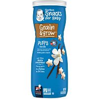 Gerber, Snacks for Baby, Grain & Grow, Puffs, воздушные закуски, для детей от 8 месяцев, ваниль, 42 г (1,48 унции)