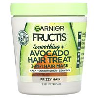 Garnier, Fructis, 1-минутная разглаживающая маска для волос, с экстрактом авокадо, 400 мл