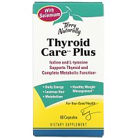 Terry Naturally, Thyroid Care Plus, забота о щитовидной железе, 60 капсул