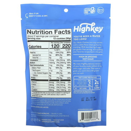 HighKey, Wafers, Vanilla, 2 oz (56.6 g) фото 2