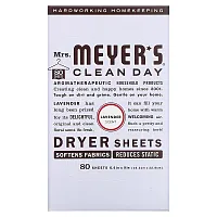 Mrs. Meyers Clean Day, Dryer Sheets, Lavender, 80 Sheets