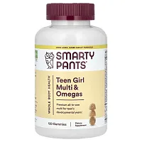 SmartyPants, Teen Girl Multi &amp; Omegas, Orange, Mixed Berry, and Lemon Lime, 120 Gummies